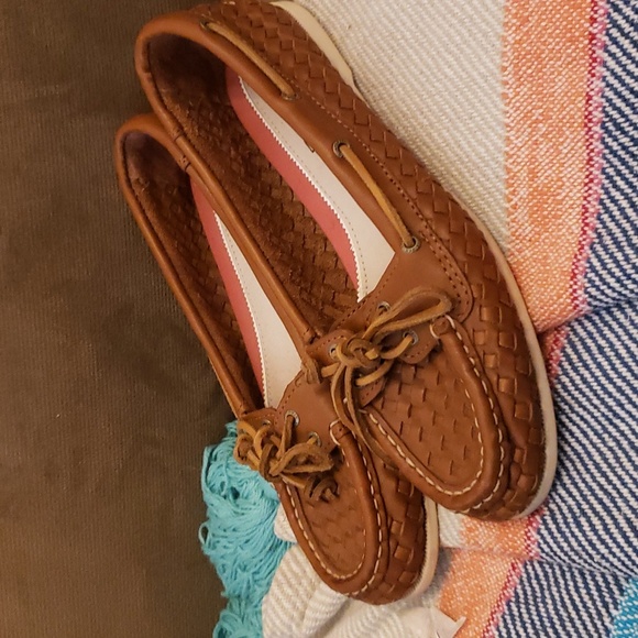 Sperry Women’s Topsiders Braided Woven Leather Loafers Flats Boat Shoe Brown 6.5 - Picture 3 of 9
